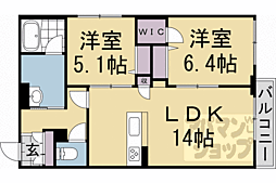 ローズフラットII 2階2LDKの間取り