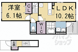 アビアント 2階1LDKの間取り