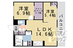 京都地下鉄東西線 椥辻駅 徒歩6分の賃貸マンション 2階2SLDKの間取り
