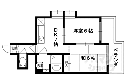 アーバンハイツ伊賀 4階2DKの間取り