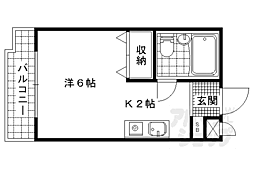 京都地下鉄東西線 東野駅 徒歩5分の賃貸マンション 3階1Kの間取り