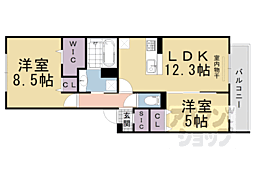 阪急京都本線 西山天王山駅 徒歩5分の賃貸アパート 1階2LDKの間取り