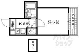 京都地下鉄東西線 御陵駅 徒歩3分の賃貸アパート 1階1Kの間取り
