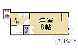 京都地下鉄東西線 椥辻駅 徒歩16分の賃貸マンション 4階1Kの間取り