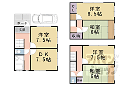 京都地下鉄東西線 御陵駅 徒歩12分の賃貸マンション 1階5DKの間取り