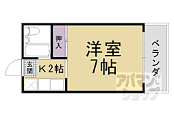 京都地下鉄東西線 山科駅 徒歩13分の賃貸マンション 2階1Kの間取り