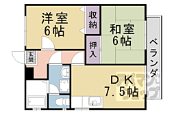 京都地下鉄東西線 御陵駅 徒歩13分の賃貸アパート 2階2DKの間取り