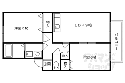 セジュール妙楽 2階2LDKの間取り