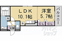 ＧＲＡＭＭ六地蔵　Ｃ棟 2階1LDKの間取り