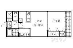 京都地下鉄東西線 東野駅 徒歩10分の賃貸マンション 2階1LDKの間取り