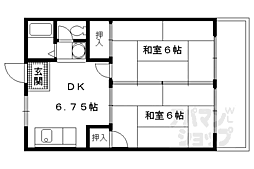 グランドール伏見 2階2DKの間取り