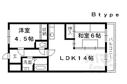 エクセレント墨染 4階2LDKの間取り
