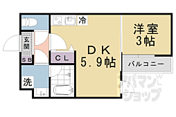 JR東海道・山陽本線 山科駅 徒歩12分の賃貸アパート 2階1DKの間取り