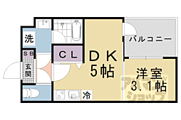 JR東海道・山陽本線 山科駅 徒歩12分の賃貸アパート 1階1DKの間取り