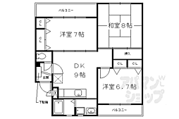 カーサＮＡＫＡＭＵＲＡII 2階3DKの間取り
