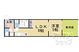 JR東海道・山陽本線 山科駅 徒歩5分の賃貸マンション 1階1LDKの間取り