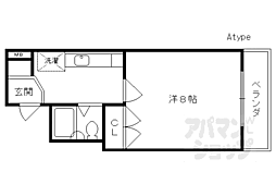 フレーヴァー深草 3階1Kの間取り