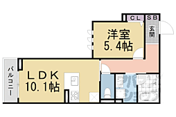 JR東海道・山陽本線 山科駅 徒歩9分の賃貸マンション 3階1LDKの間取り