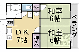 阪急京都本線 洛西口駅 徒歩13分の賃貸アパート 2階2DKの間取り
