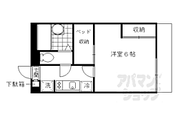 レオパレスシェルクールII 1階1Kの間取り