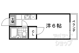 京都地下鉄東西線 東野駅 徒歩6分の賃貸アパート 1階1Kの間取り