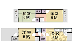 阪急京都本線 東向日駅 徒歩7分の賃貸一戸建て 3DKの間取り