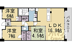 阪急京都本線 東向日駅 徒歩2分の賃貸マンション 9階3LDKの間取り