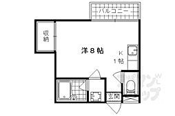 京都地下鉄東西線 御陵駅 徒歩13分の賃貸マンション 1階ワンルームの間取り