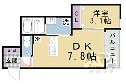 京都地下鉄東西線 椥辻駅 徒歩4分の賃貸アパート 1階1DKの間取り