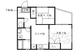パルアベニュー醍醐 206 2階2DKの間取り