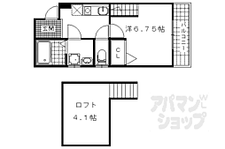 京都地下鉄東西線 東野駅 徒歩4分の賃貸アパート 2階1Kの間取り