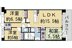 阪急京都本線 洛西口駅 徒歩5分の賃貸マンション 15階3LDKの間取り