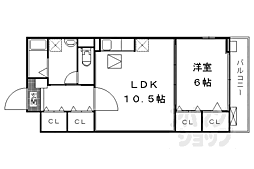 フラン　シュシュ 1階1LDKの間取り