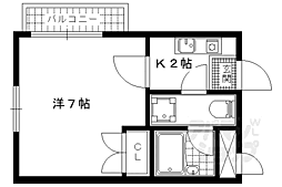 京都地下鉄東西線 山科駅 徒歩10分の賃貸マンション 1階1Kの間取り
