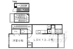 グランディール 3階1LDKの間取り