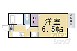 京都地下鉄東西線 御陵駅 徒歩3分の賃貸アパート 1階1Kの間取り
