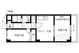 阪急京都本線 東向日駅 徒歩3分の賃貸マンション 3階2LDKの間取り