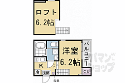 ハーモニーテラス稲荷悠苑 2階1Kの間取り
