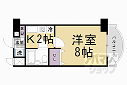 パラドール伏見 710 7階1Kの間取り