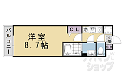 JR東海道・山陽本線 山科駅 徒歩9分の賃貸マンション 2階1Kの間取り