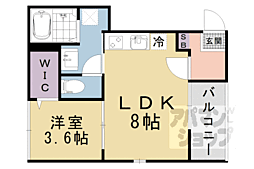 京都地下鉄東西線 椥辻駅 徒歩6分の賃貸アパート 1階1LDKの間取り