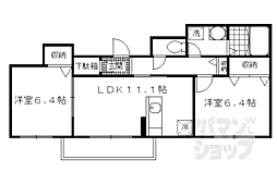 リバーサイドウィング 3階2LDKの間取り