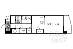 ＥＸＥ　ＶＩＬＬＡ　ＷＥＳＴ 6階ワンルームの間取り
