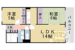 京都地下鉄東西線 御陵駅 徒歩1分の賃貸マンション 2階2LDKの間取り