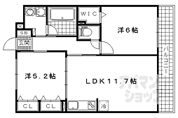 京都地下鉄東西線 椥辻駅 徒歩18分の賃貸アパート 2階2LDKの間取り