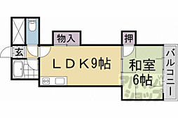 阪急京都本線 東向日駅 徒歩12分の賃貸マンション 2階1LDKの間取り
