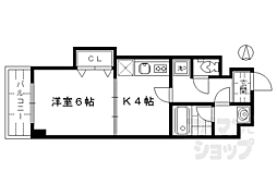 サザン桃山御陵 4階1Kの間取り