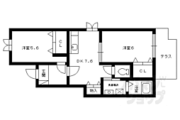 ヴィーノ・ドルチェ 1階2DKの間取り