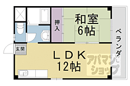 京都地下鉄東西線 御陵駅 徒歩2分の賃貸マンション 6階1LDKの間取り