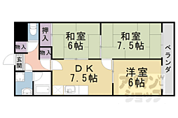 京都地下鉄東西線 椥辻駅 徒歩5分の賃貸マンション 2階3DKの間取り